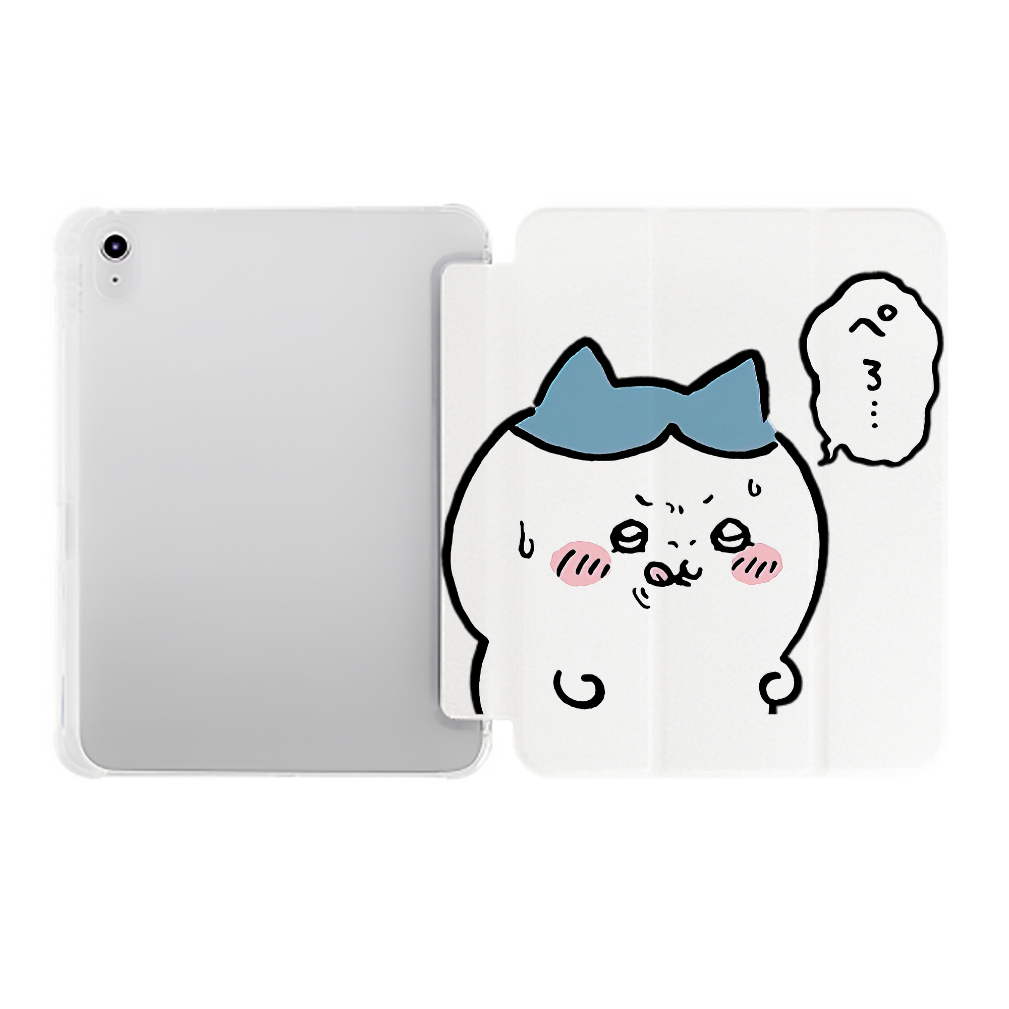 （画像用） ちいかわ ハチワレ Chii-kawa hachiware IPad ケース ペン収納付き 三つ折りスタンド PUレザー×シリコン 対応機種9.5/10.5/10.9インチ